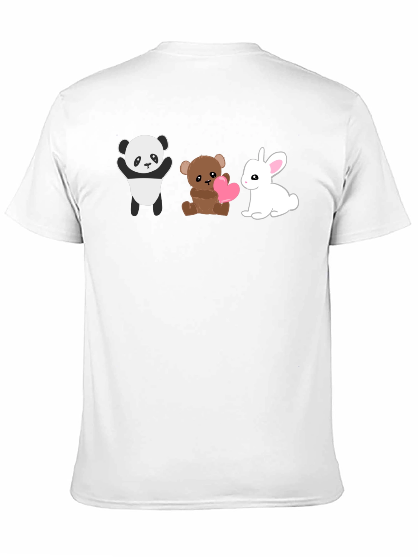 Cute Animal Trio Graphic Tee - Panda Bear Bunny