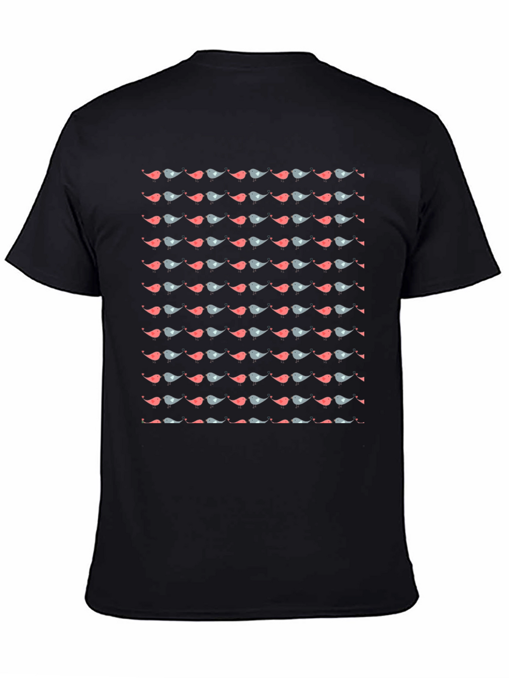 Bird Pattern Black T-Shirt