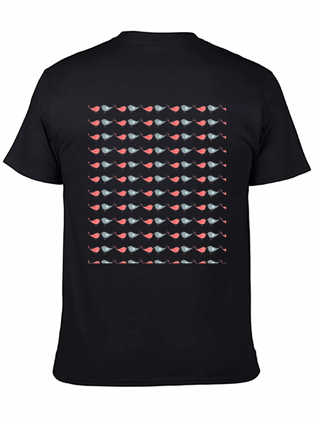 Bird Pattern Black T-Shirt