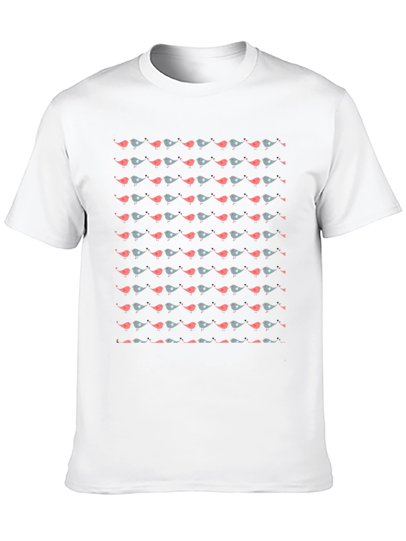 Bird Pattern Black T-Shirt
