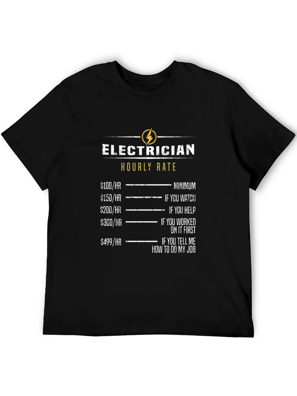 Electrician Hourly Rate Funny T-Shirt
