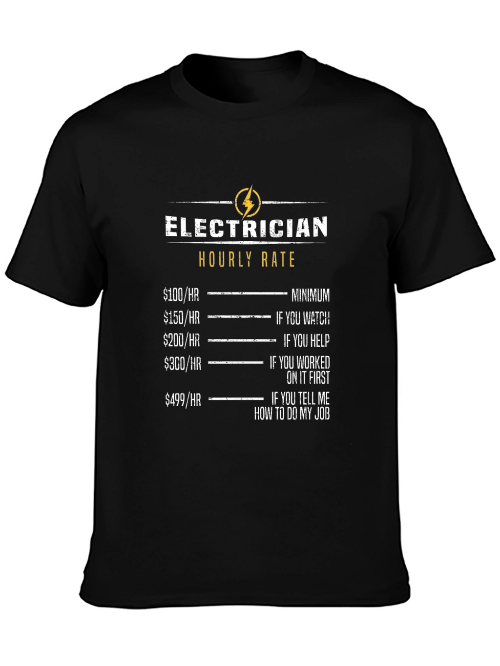 Electrician Hourly Rate Funny T-Shirt
