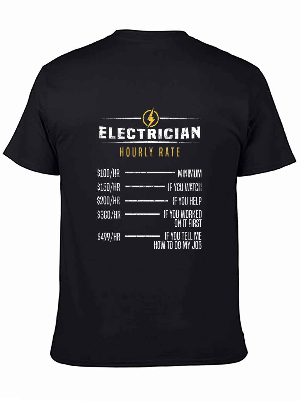 Electrician Hourly Rate Funny T-Shirt