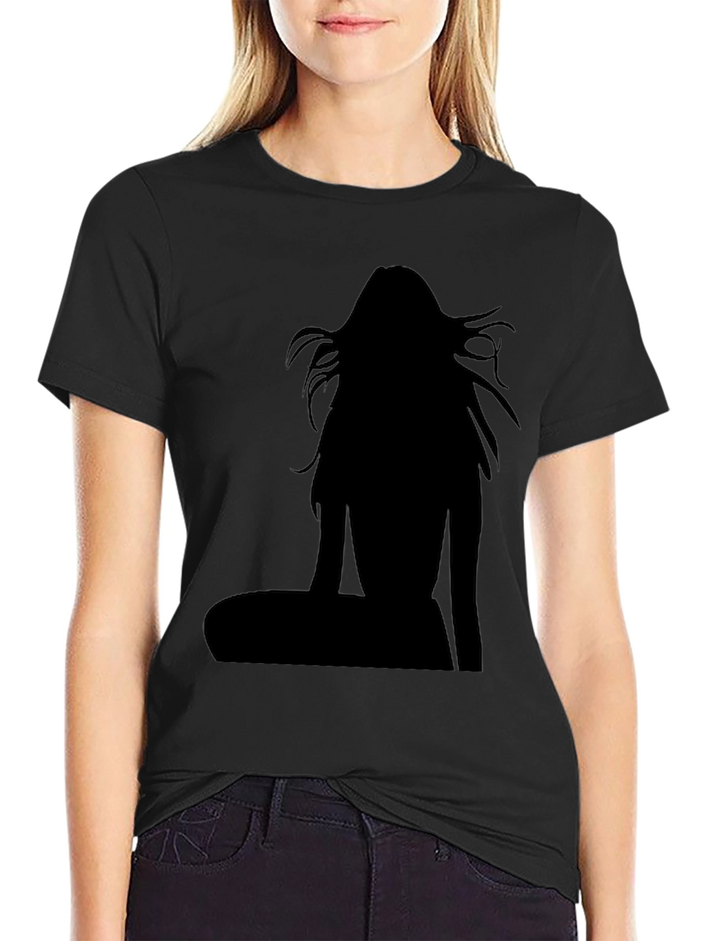 Silhouette Graphic Tee - Black Cotton Casual Top