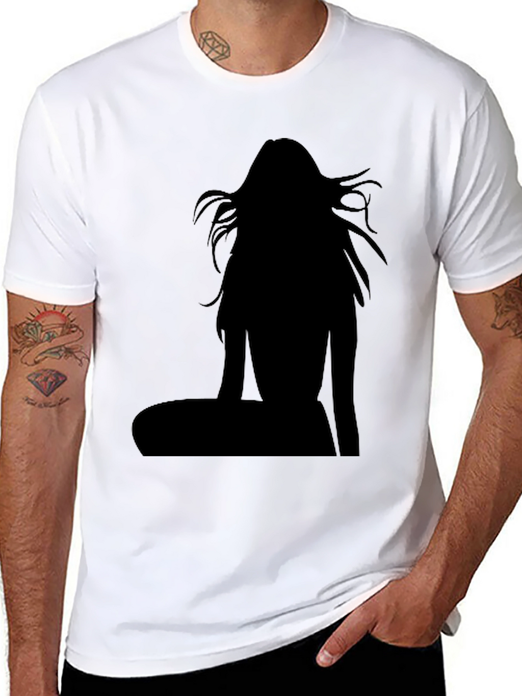 Silhouette Graphic Tee - Black Cotton Casual Top