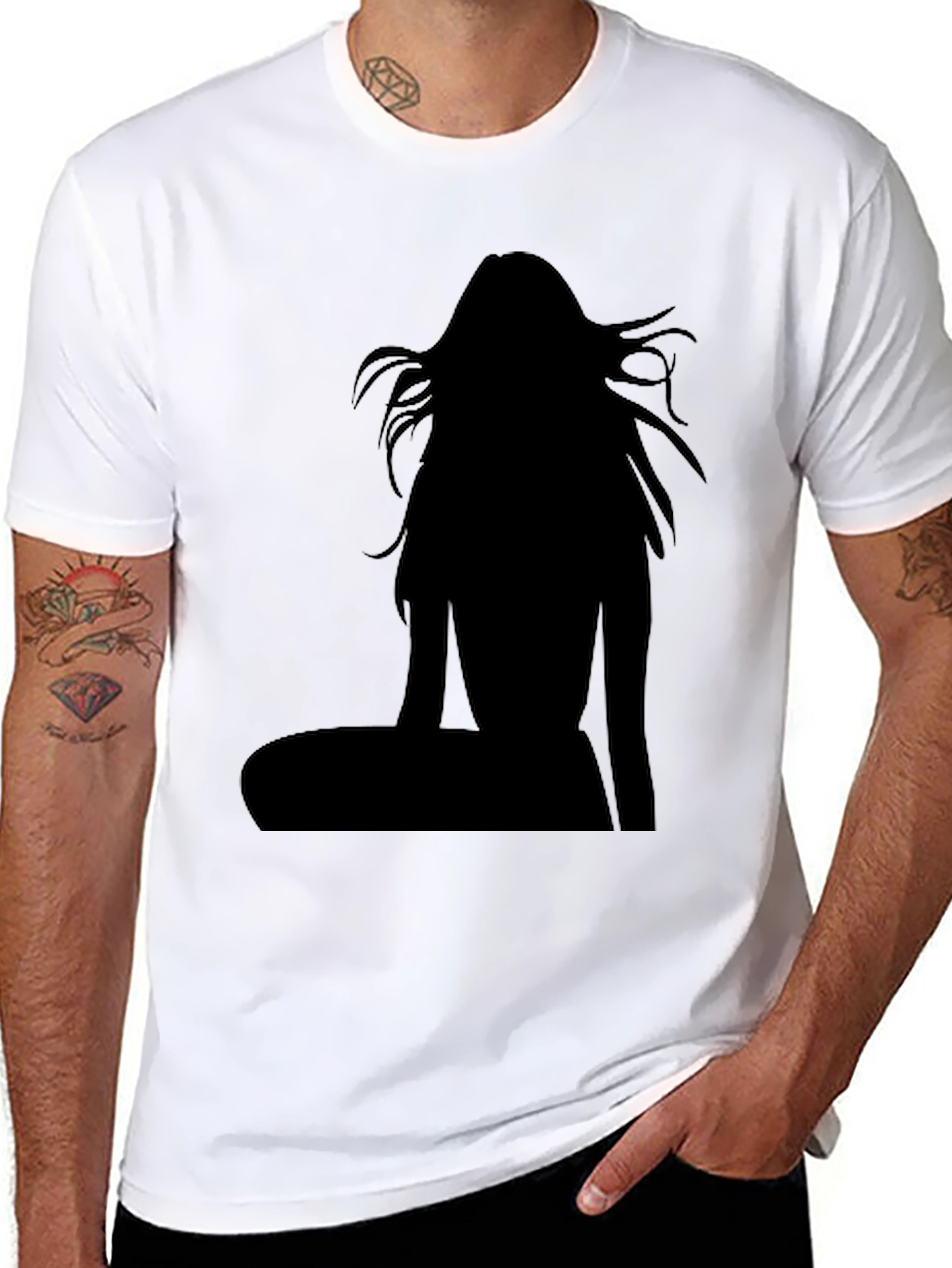 Silhouette Graphic Tee - Black Cotton Casual Top
