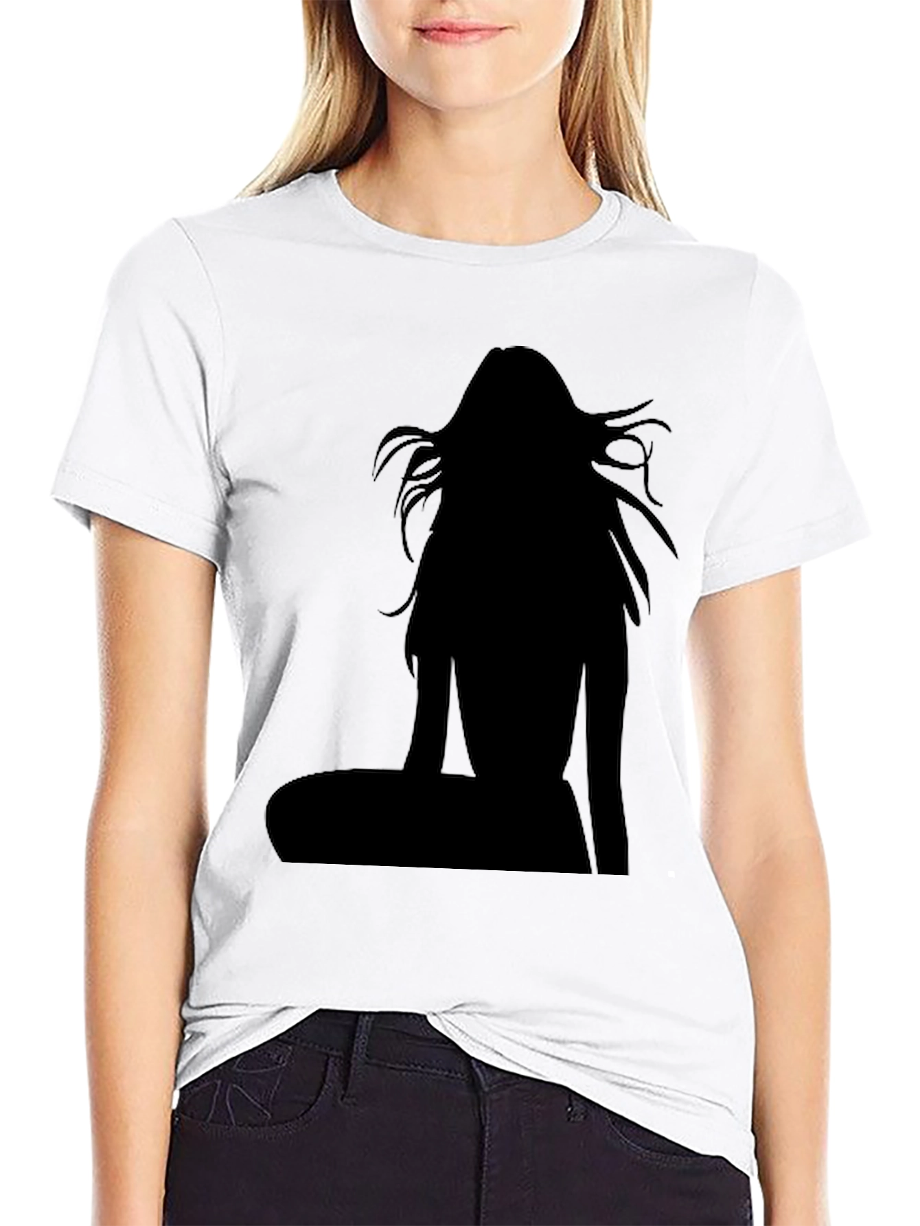Silhouette Graphic Tee - Black Cotton Casual Top