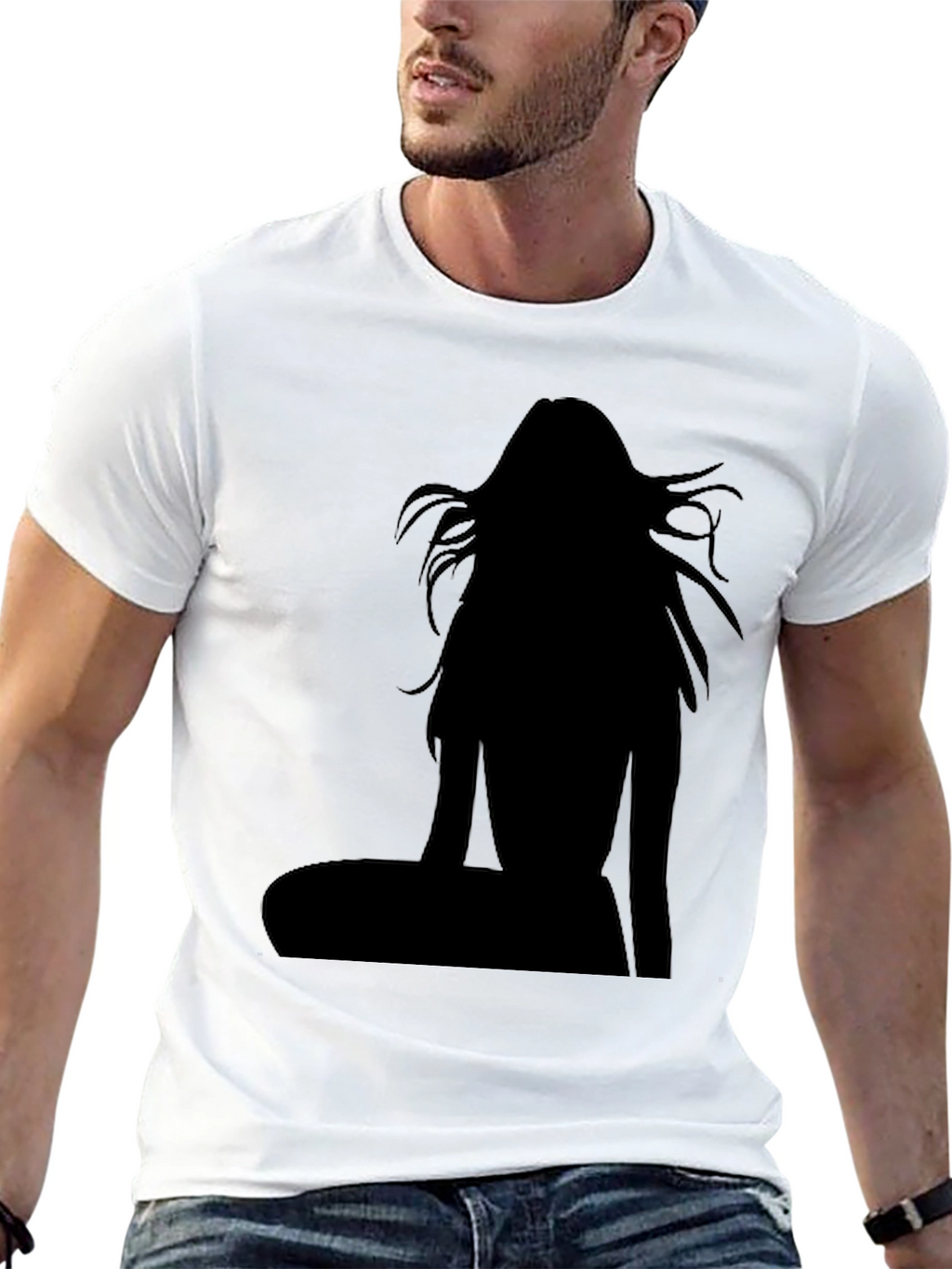 Silhouette Graphic Tee - Black Cotton Casual Top