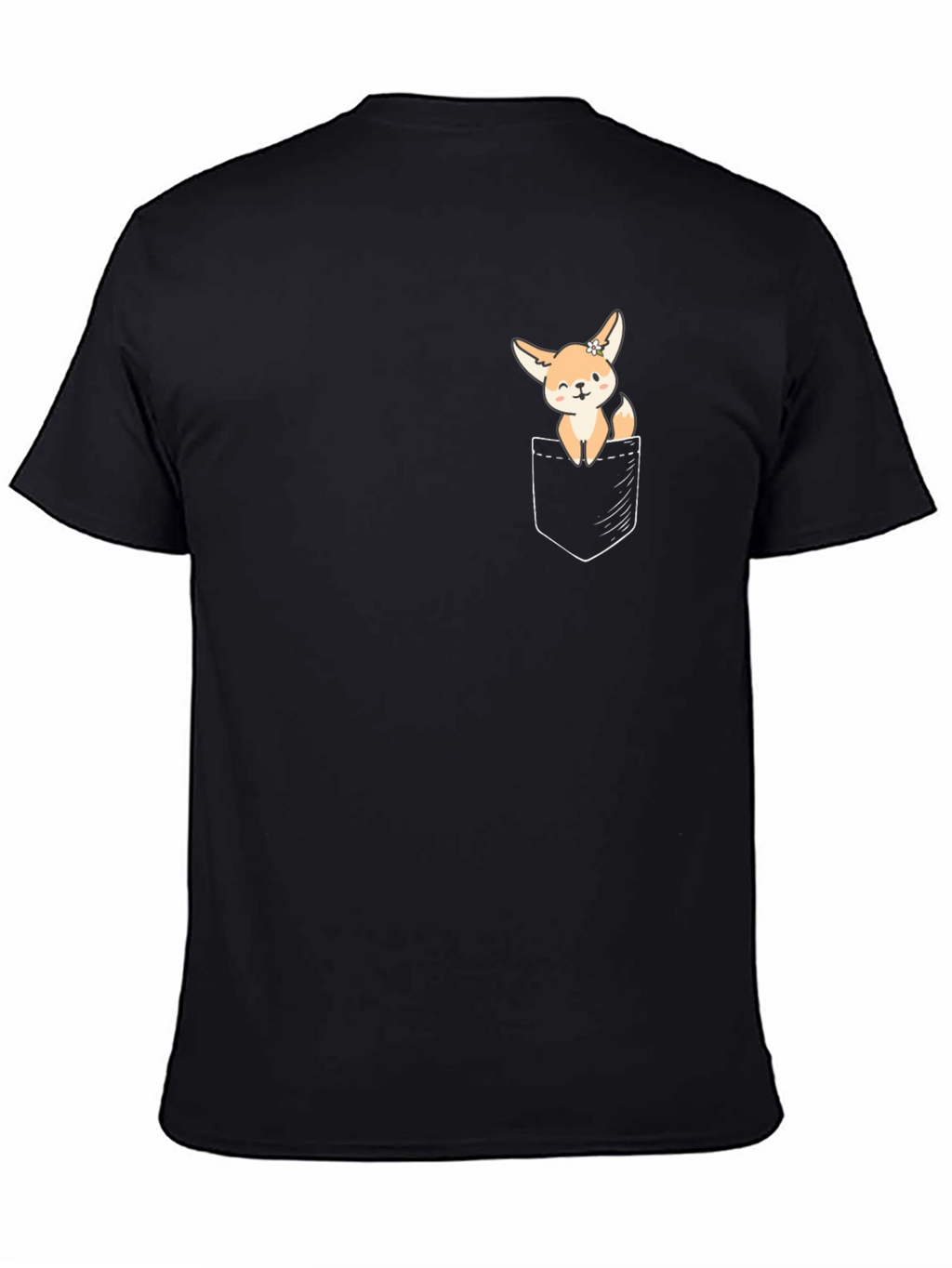 Cute Fennec Fox Pocket T-Shirt - Unisex Black Tee