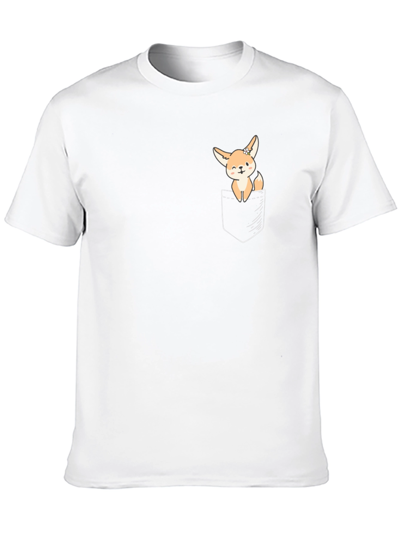 Cute Fennec Fox Pocket T-Shirt - Unisex Black Tee