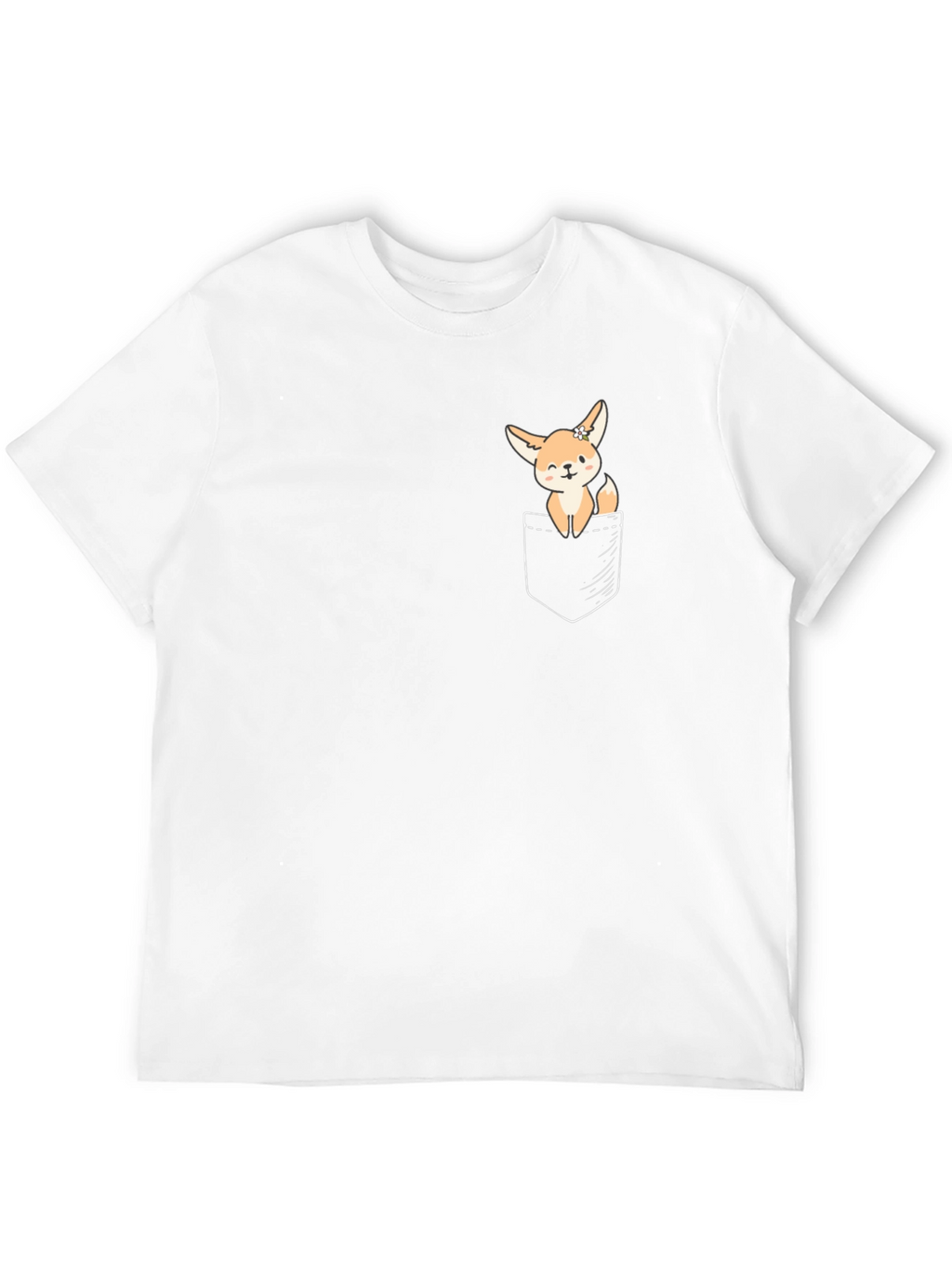 Cute Fennec Fox Pocket T-Shirt - Unisex Black Tee