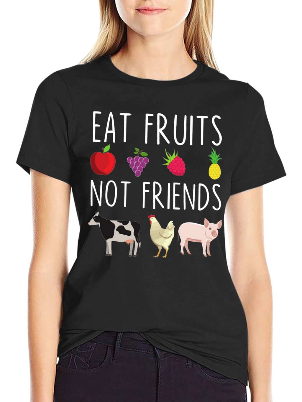 Eat Fruits Not Friends Vegan Graphic Tee