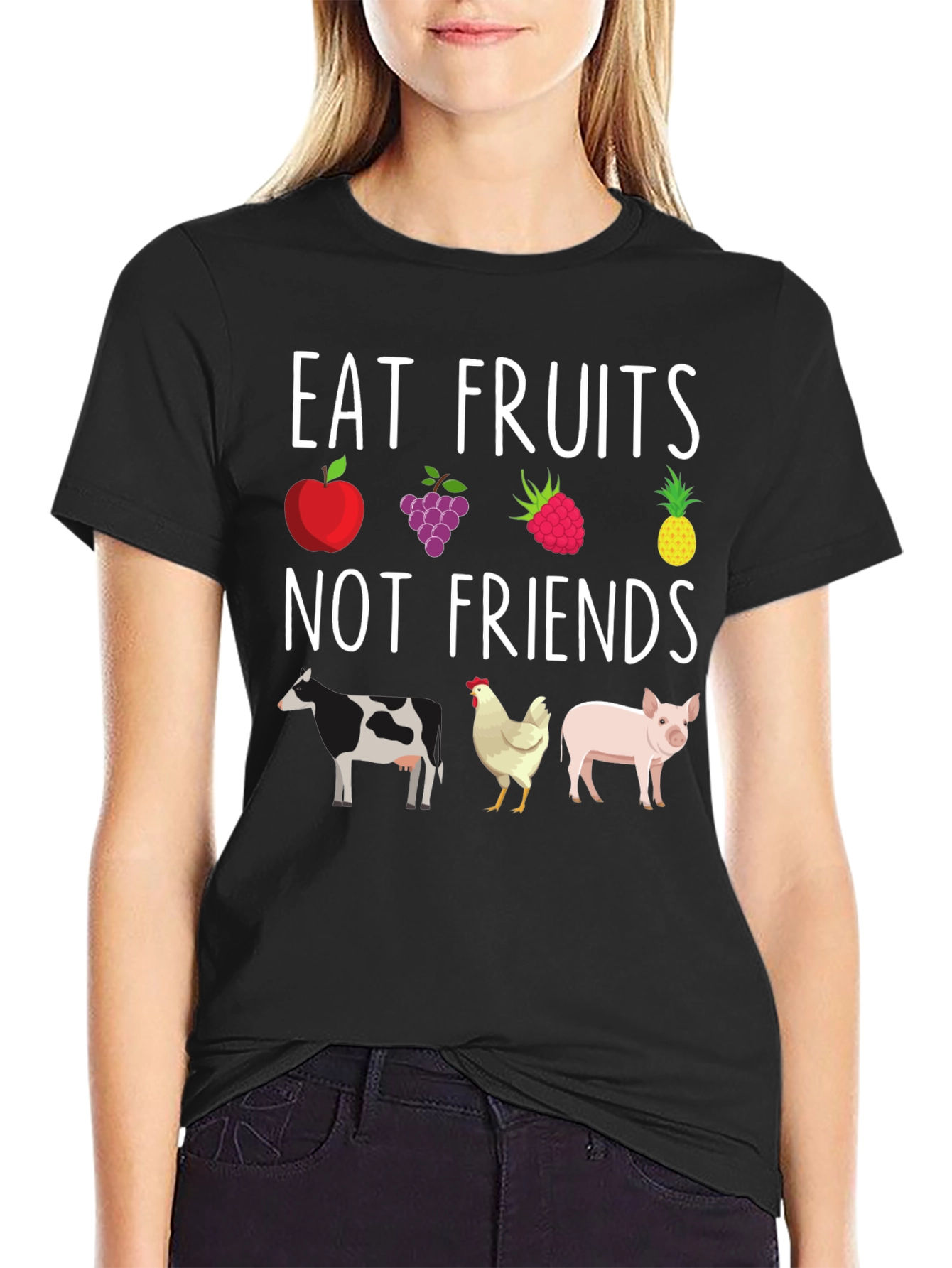 Eat Fruits Not Friends Vegan Graphic Tee
