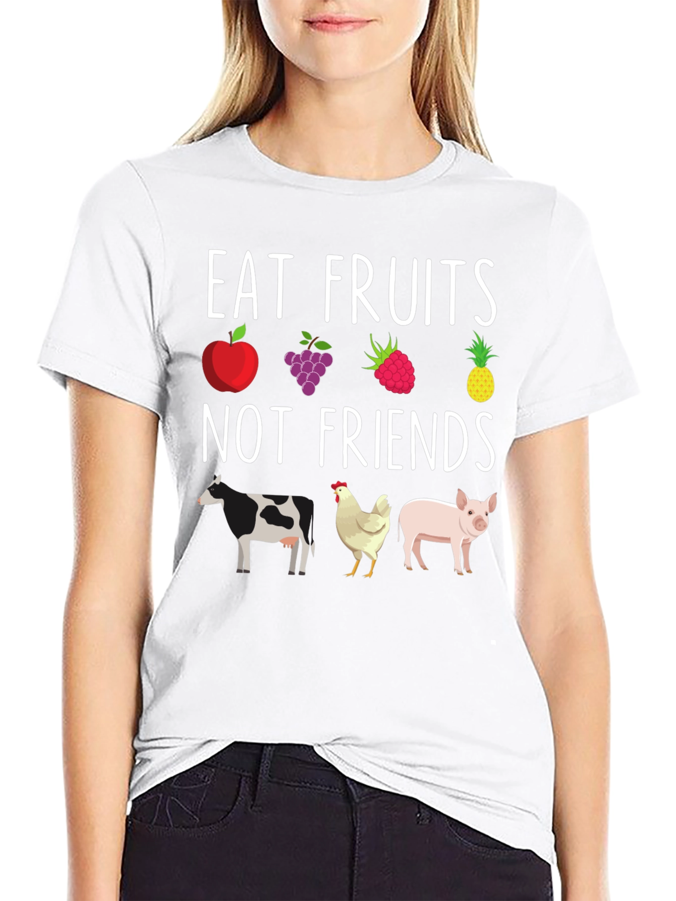 Eat Fruits Not Friends Vegan Graphic Tee