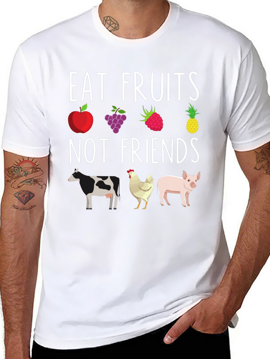 Eat Fruits Not Friends Vegan Graphic Tee