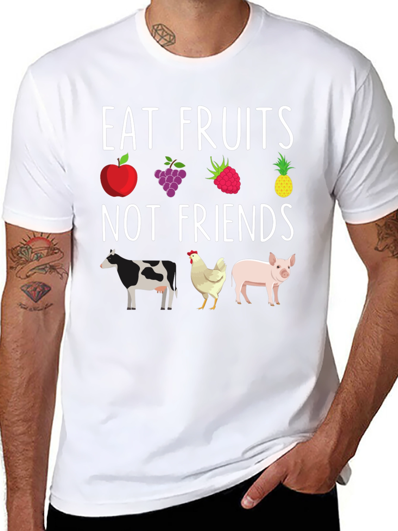 Eat Fruits Not Friends Vegan Graphic Tee