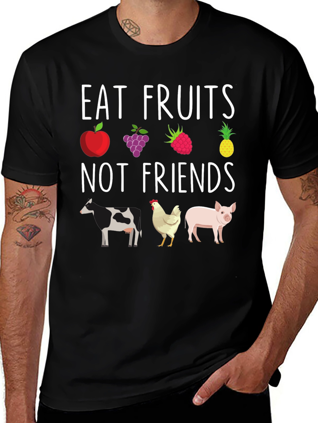 Eat Fruits Not Friends Vegan Graphic Tee