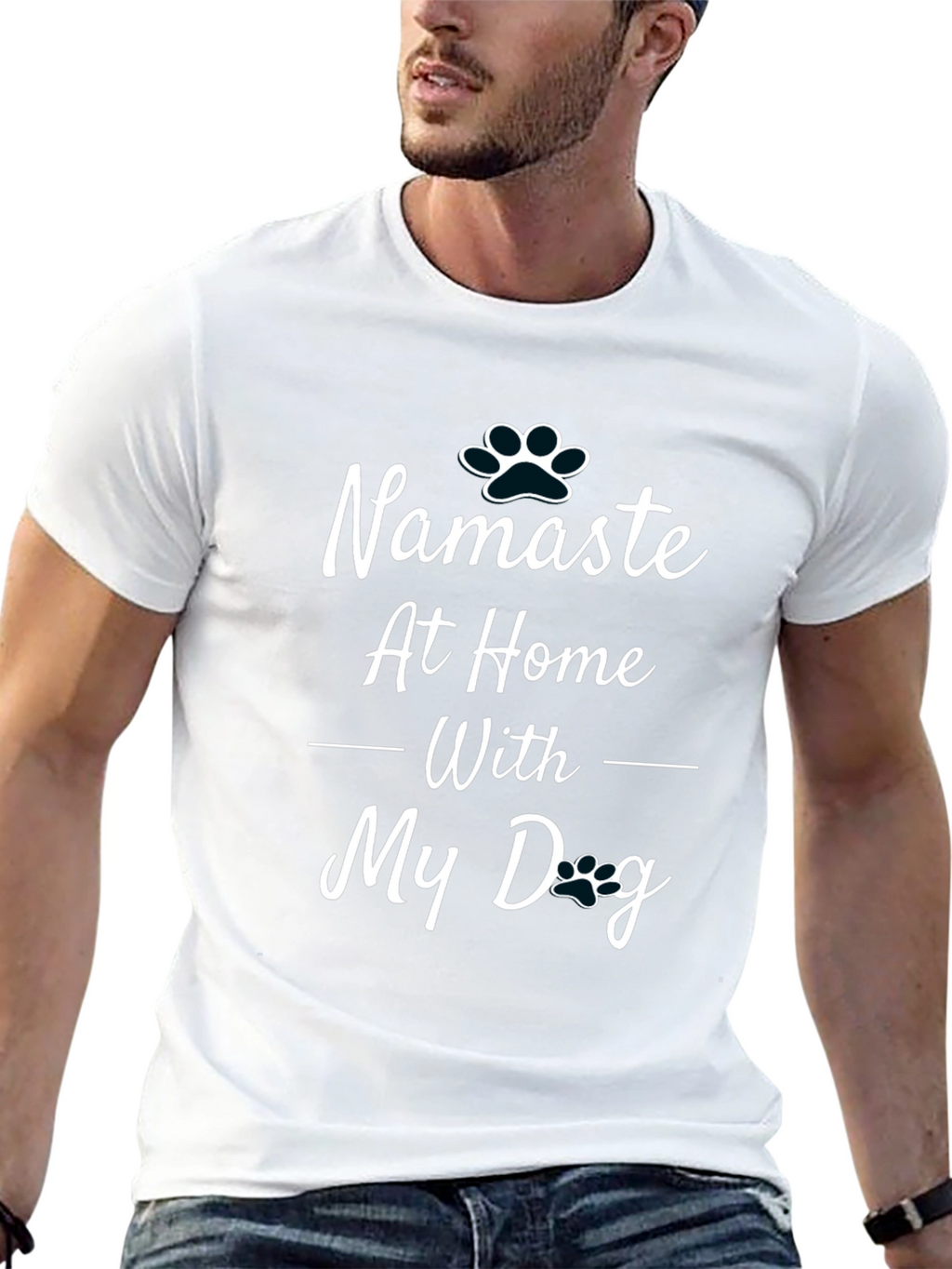 Namaste At Home With My Dog Black T-Shirt