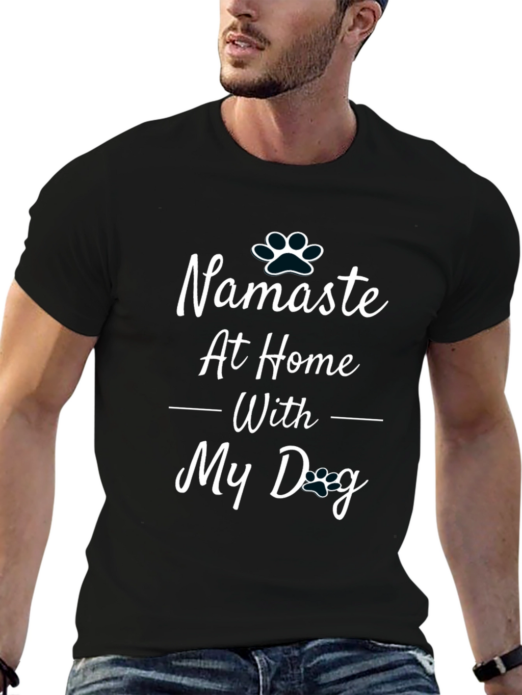 Namaste At Home With My Dog Black T-Shirt