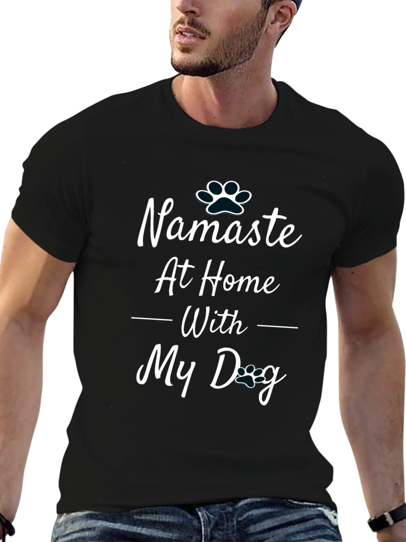 Namaste At Home With My Dog Black T-Shirt