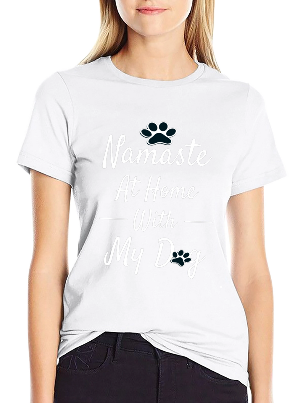 Namaste At Home With My Dog Black T-Shirt