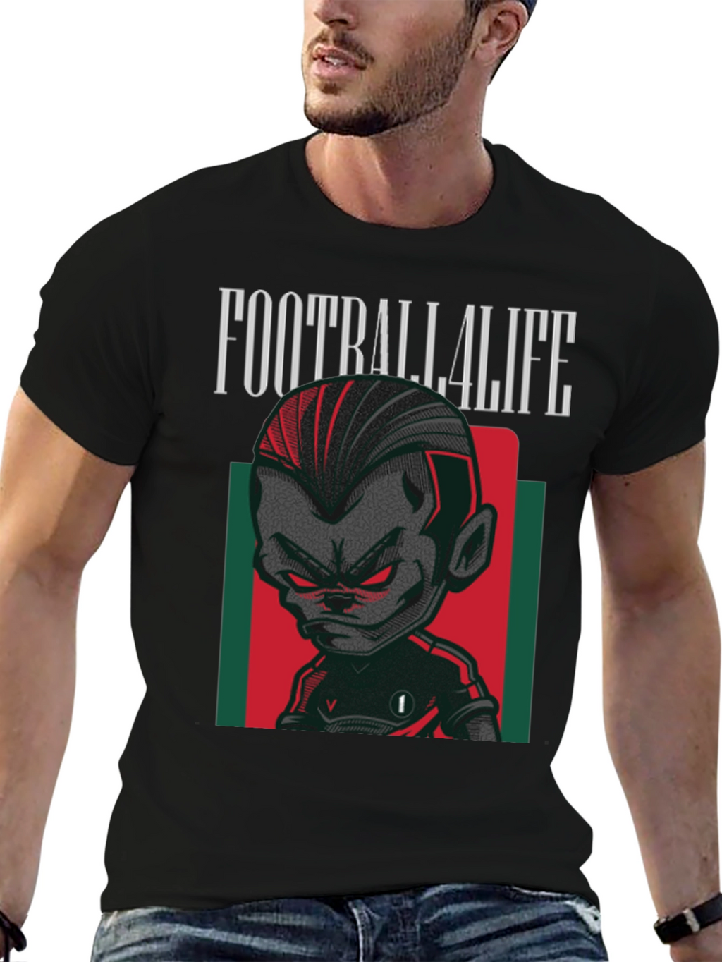 Football4Life Graphic Tee - Black Cotton T-Shirt
