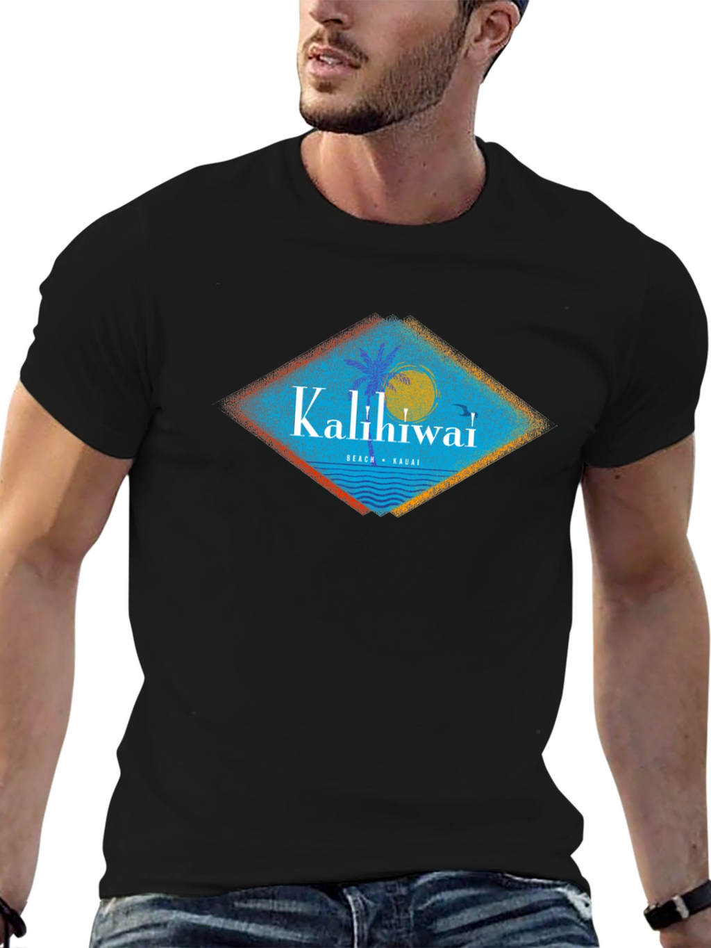 Kalihiwai Beach T-Shirt - Black