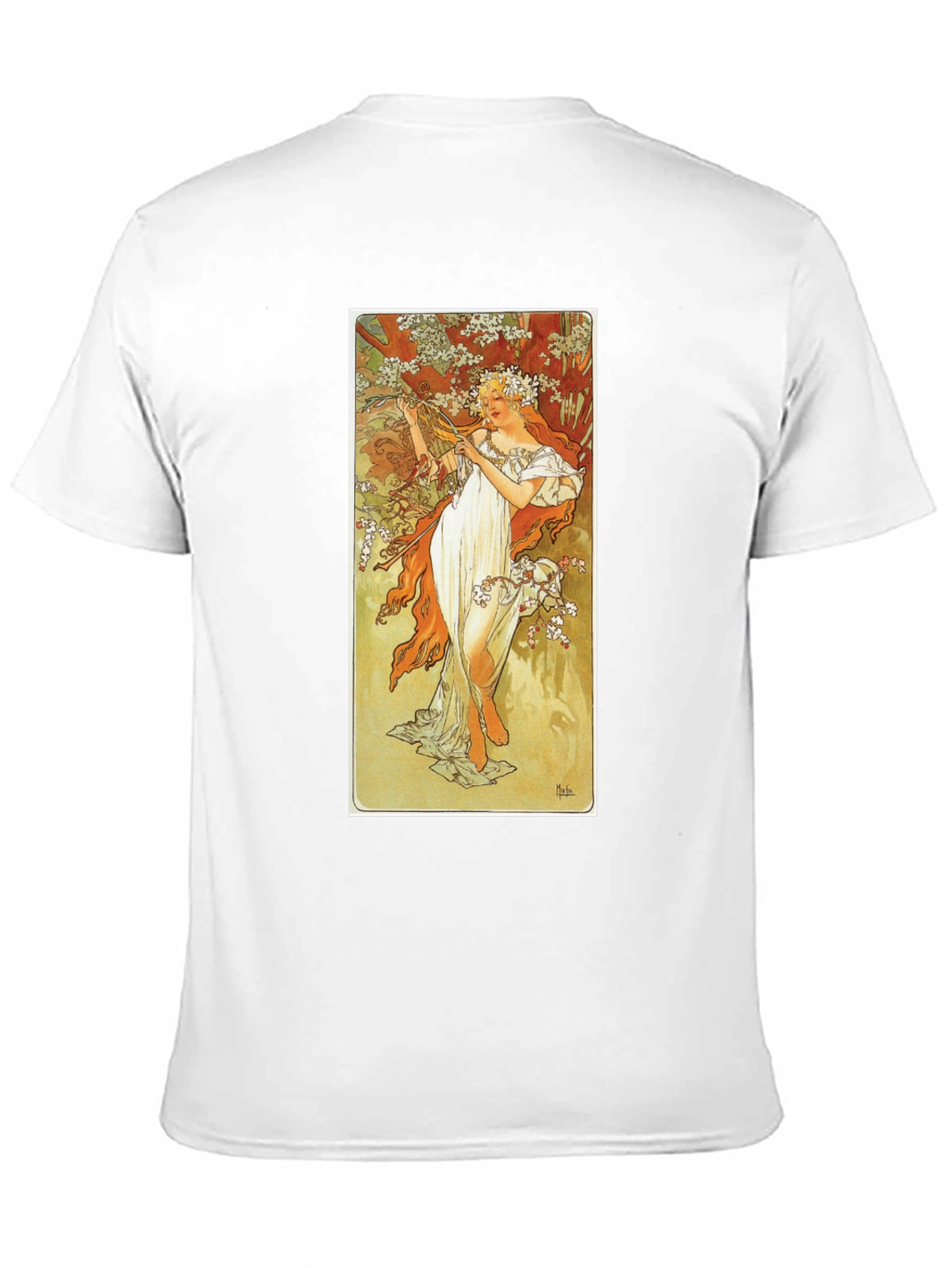 Art Nouveau Lady Print Black T-Shirt