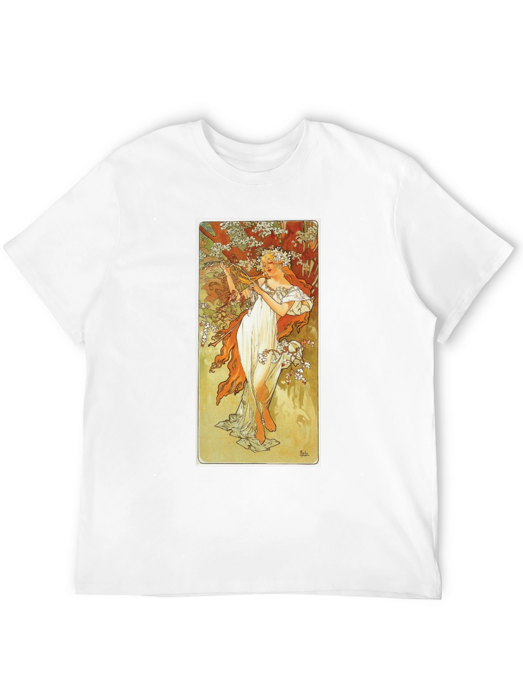 Art Nouveau Lady Print Black T-Shirt