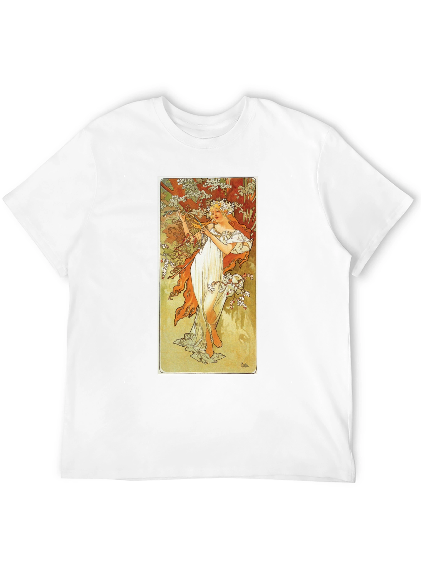 Art Nouveau Lady Print Black T-Shirt