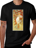 Art Nouveau Lady Print Black T-Shirt