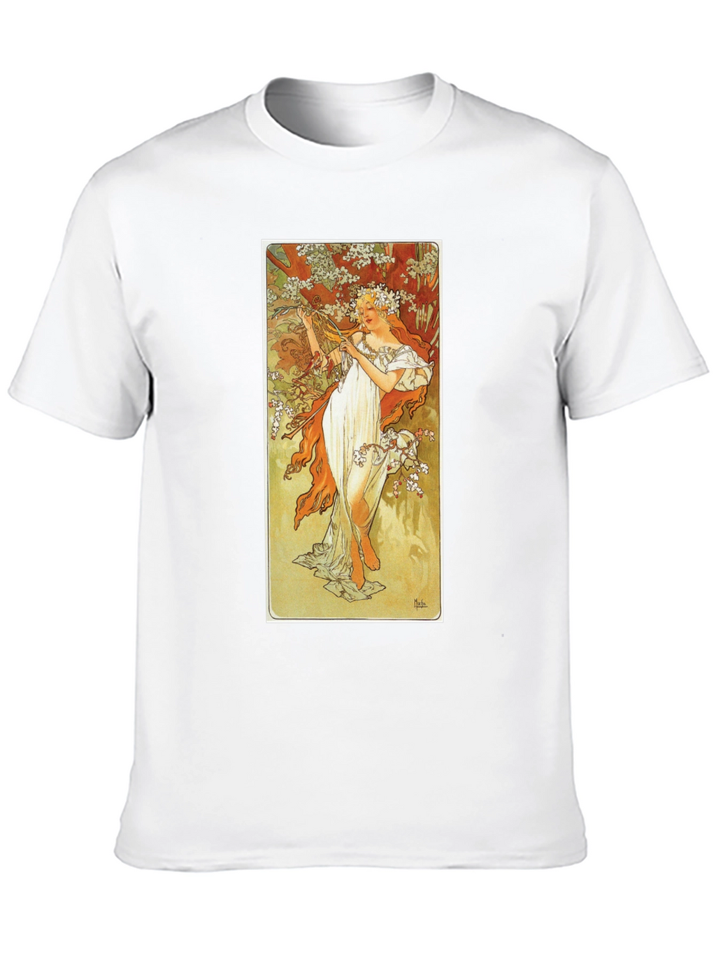 Art Nouveau Lady Print Black T-Shirt