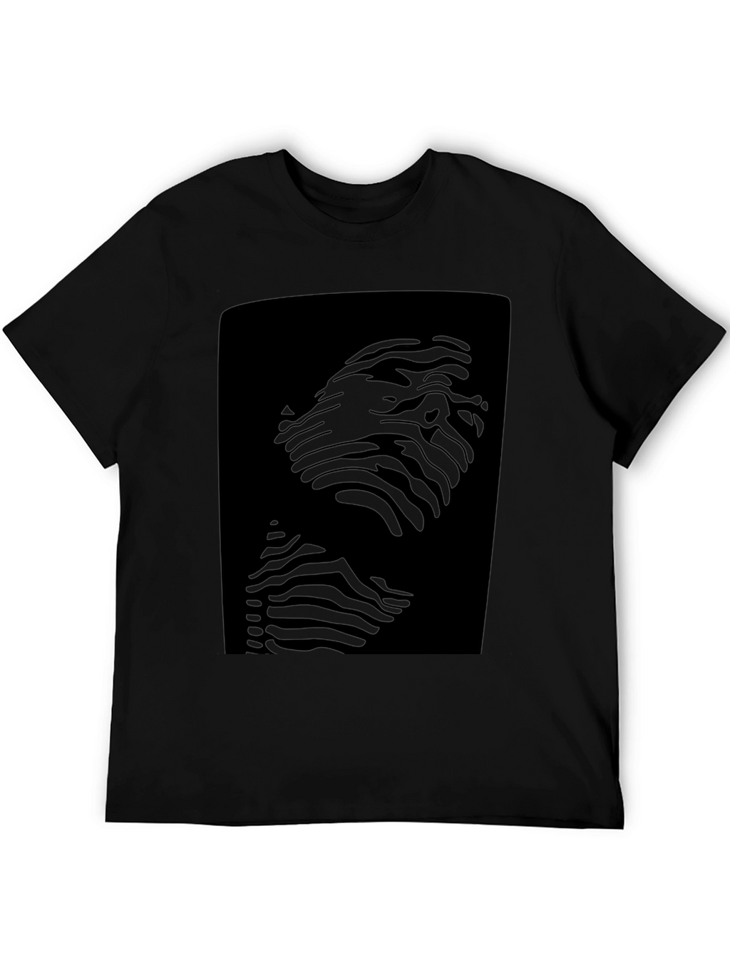 Abstract Striped Face Graphic Black T-Shirt