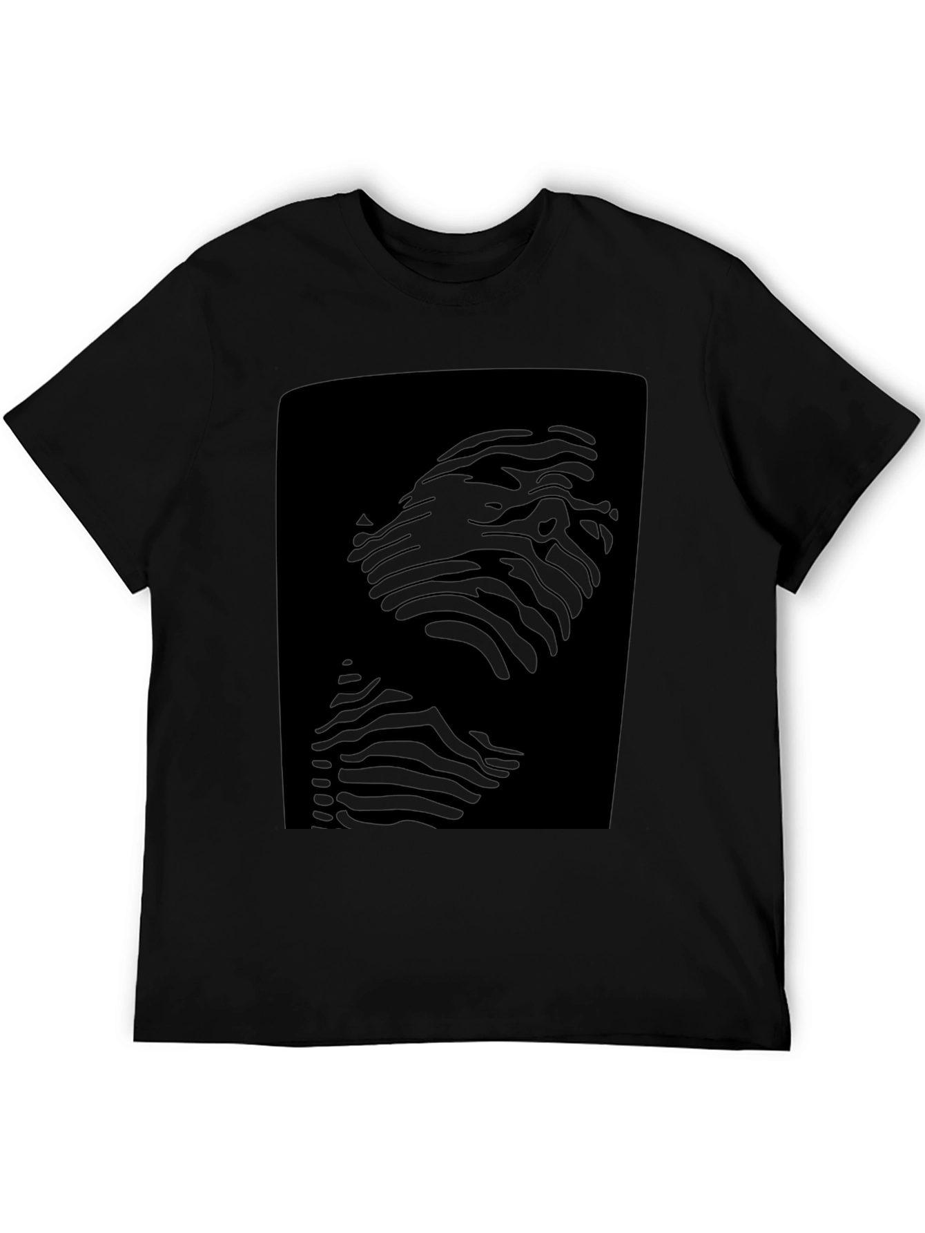 Abstract Striped Face Graphic Black T-Shirt