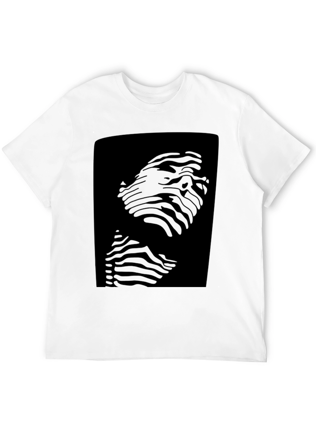 Abstract Striped Face Graphic Black T-Shirt