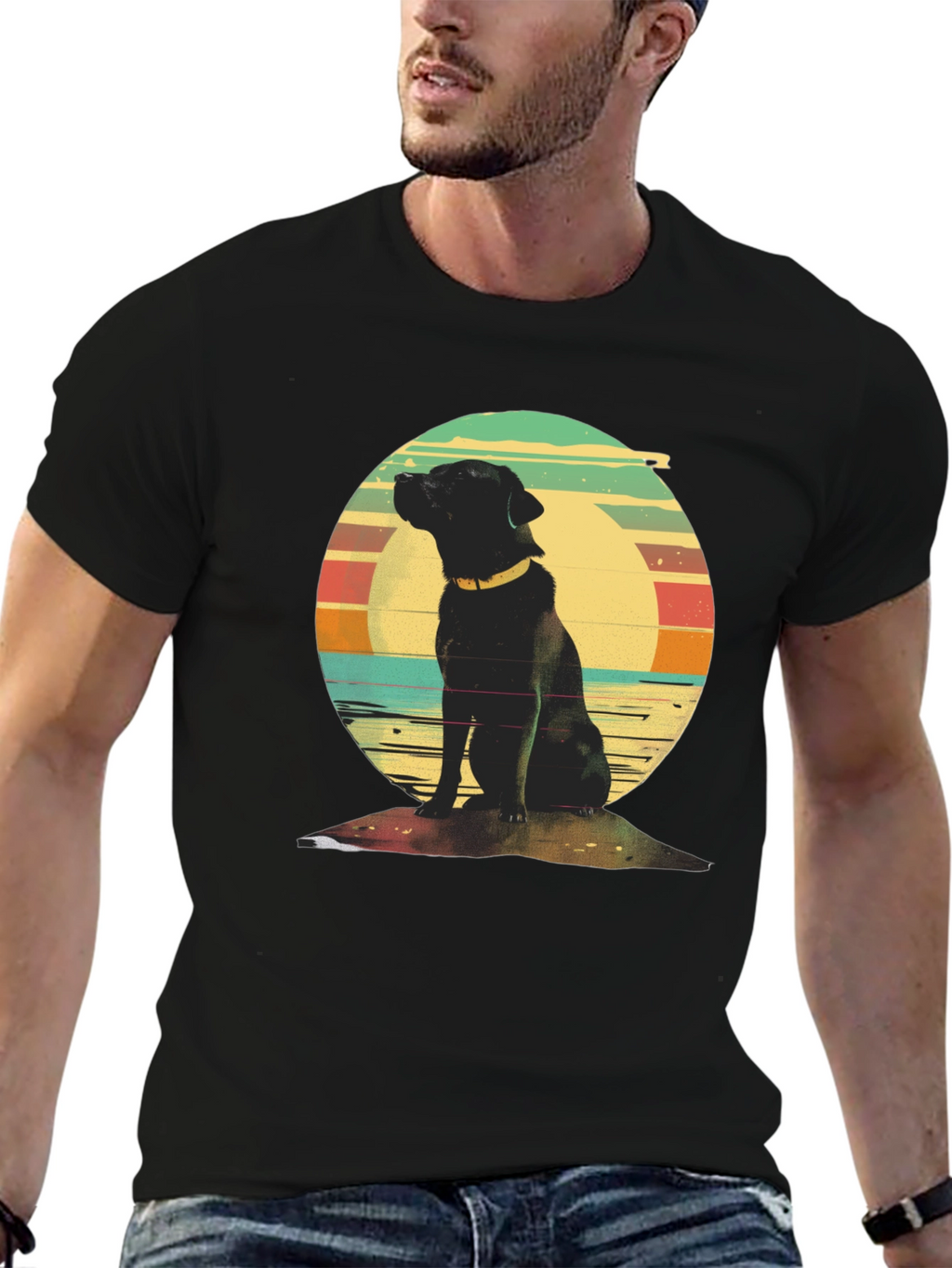 Retro Dog Graphic Tee - Classic Black T-Shirt