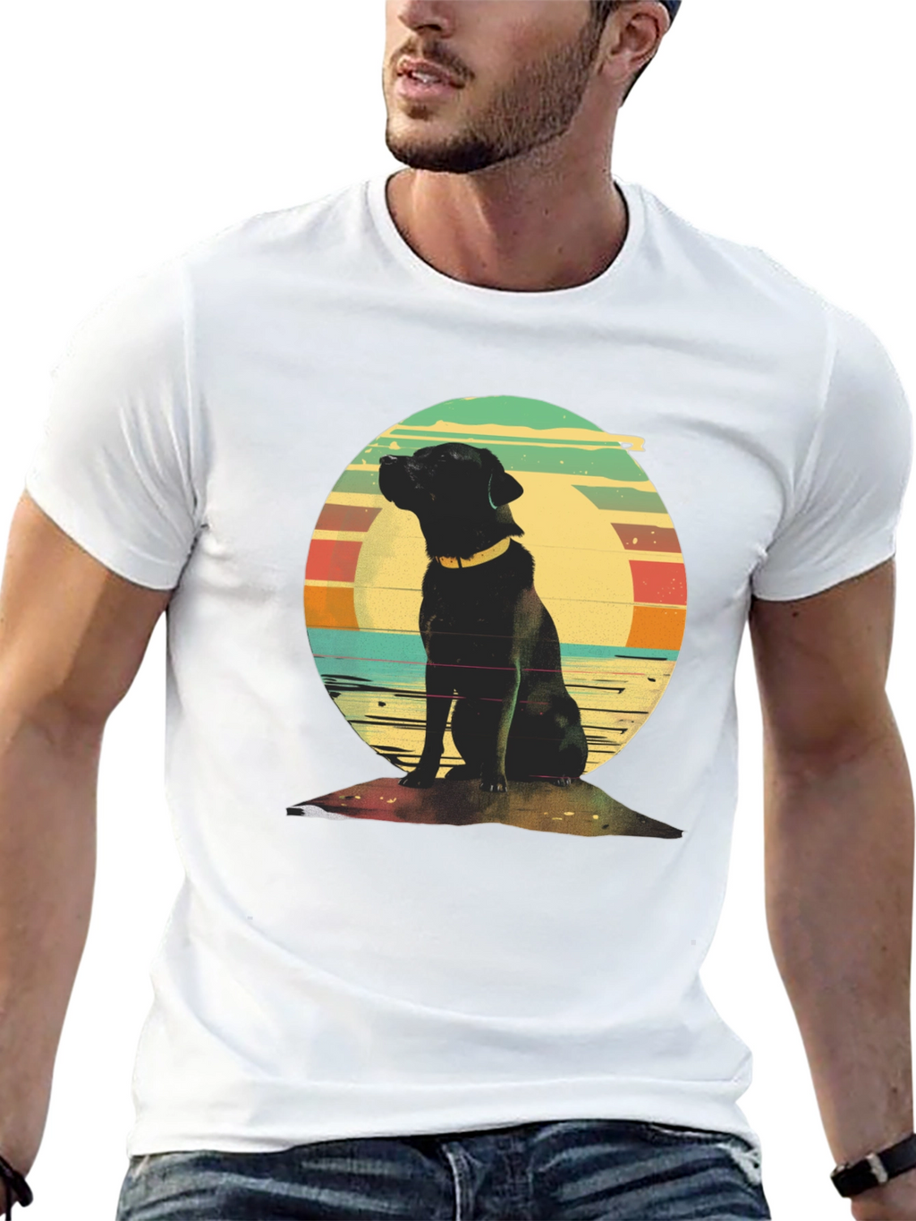 Retro Dog Graphic Tee - Classic Black T-Shirt