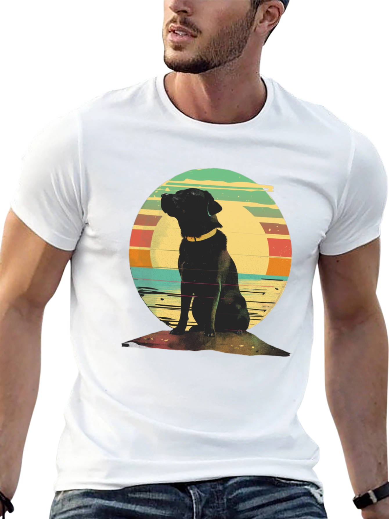 Retro Dog Graphic Tee - Classic Black T-Shirt