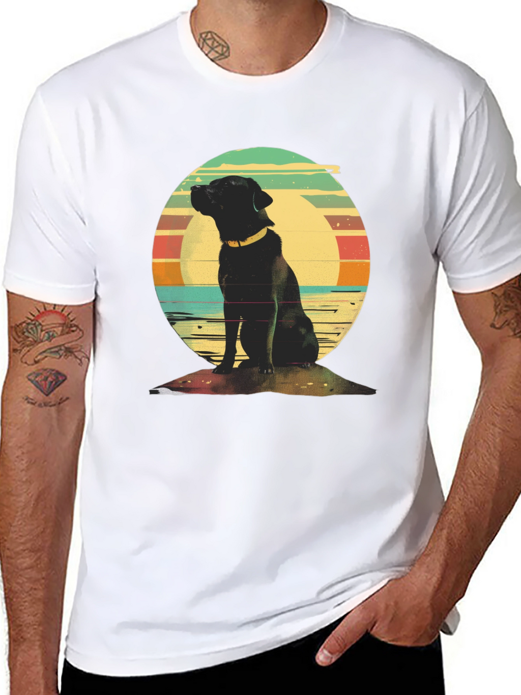 Retro Dog Graphic Tee - Classic Black T-Shirt