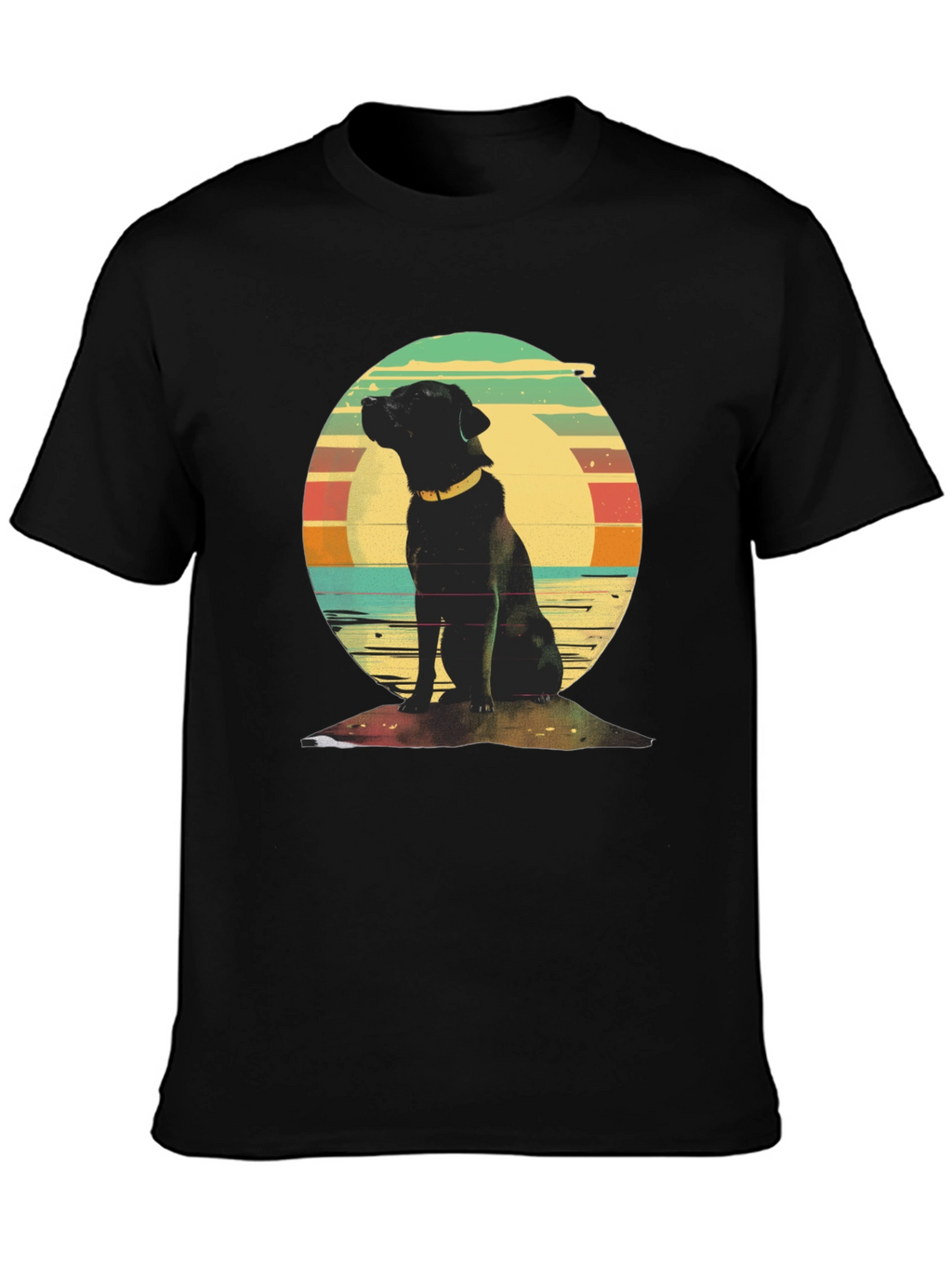 Retro Dog Graphic Tee - Classic Black T-Shirt