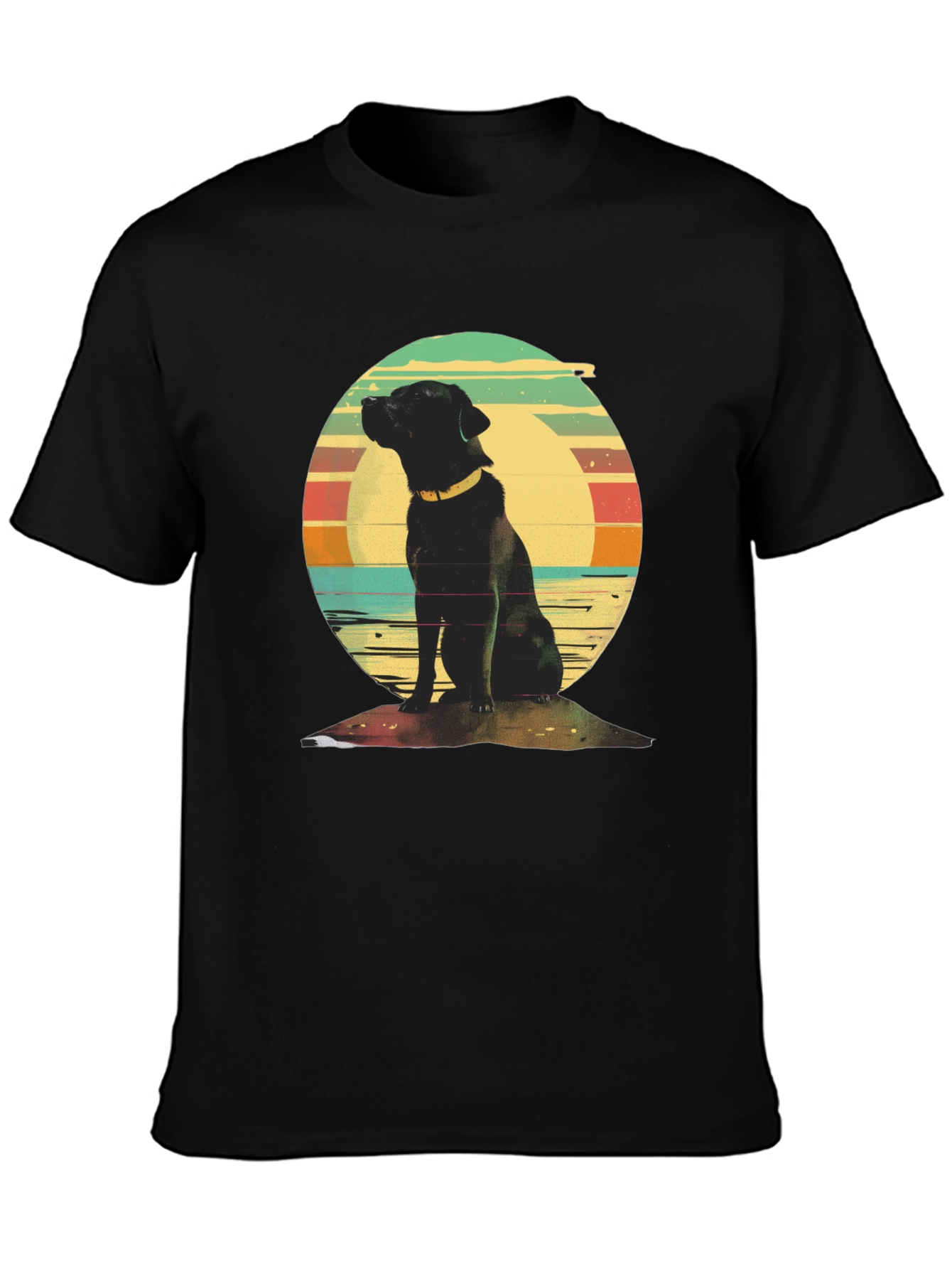 Retro Dog Graphic Tee - Classic Black T-Shirt