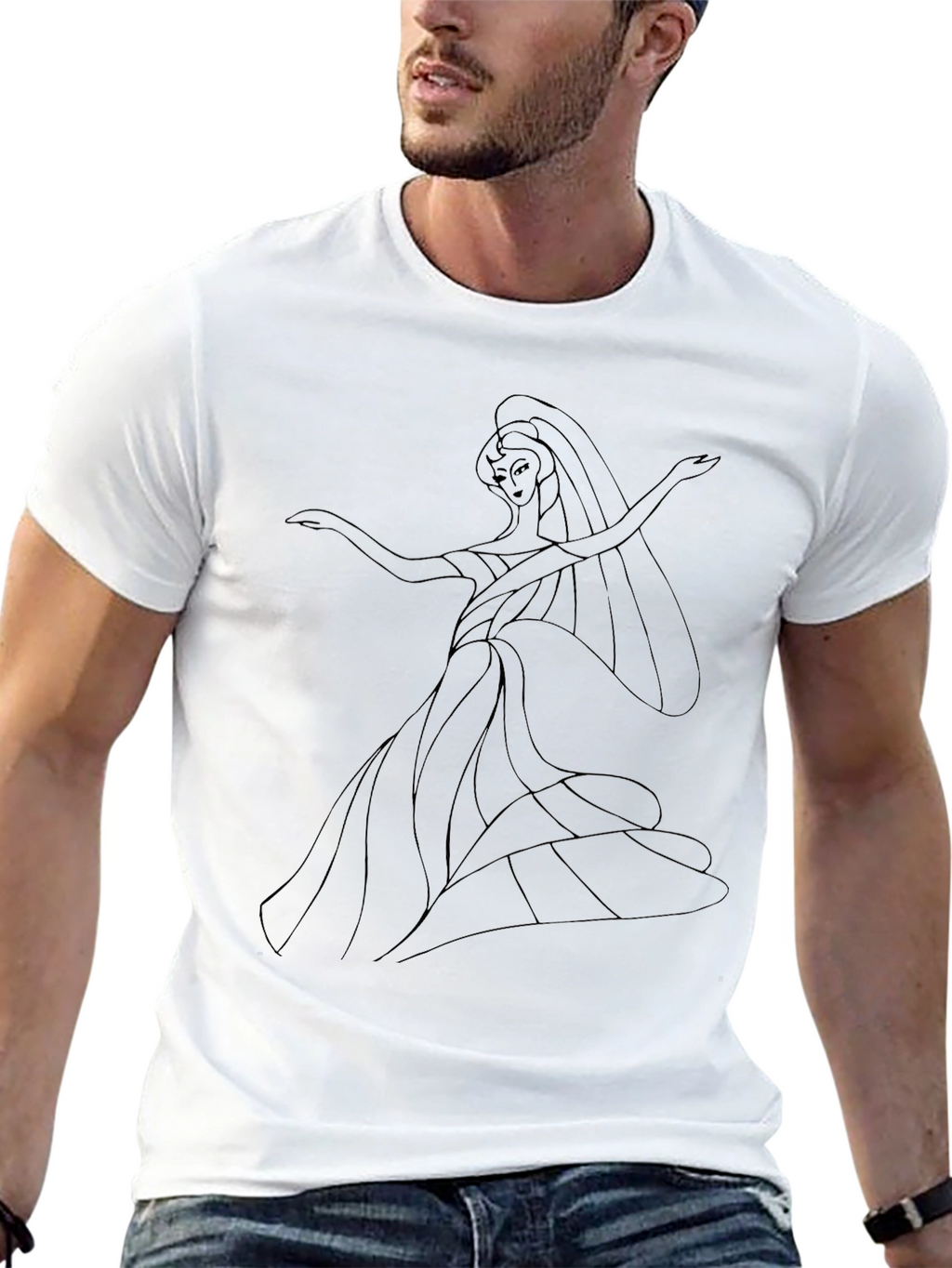 Elegant Woman Graphic Black T-Shirt