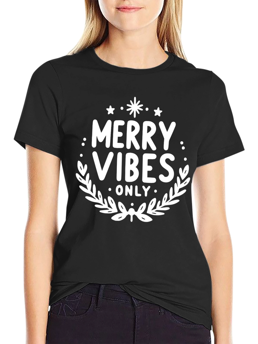 Merry Vibes Only Black T-Shirt