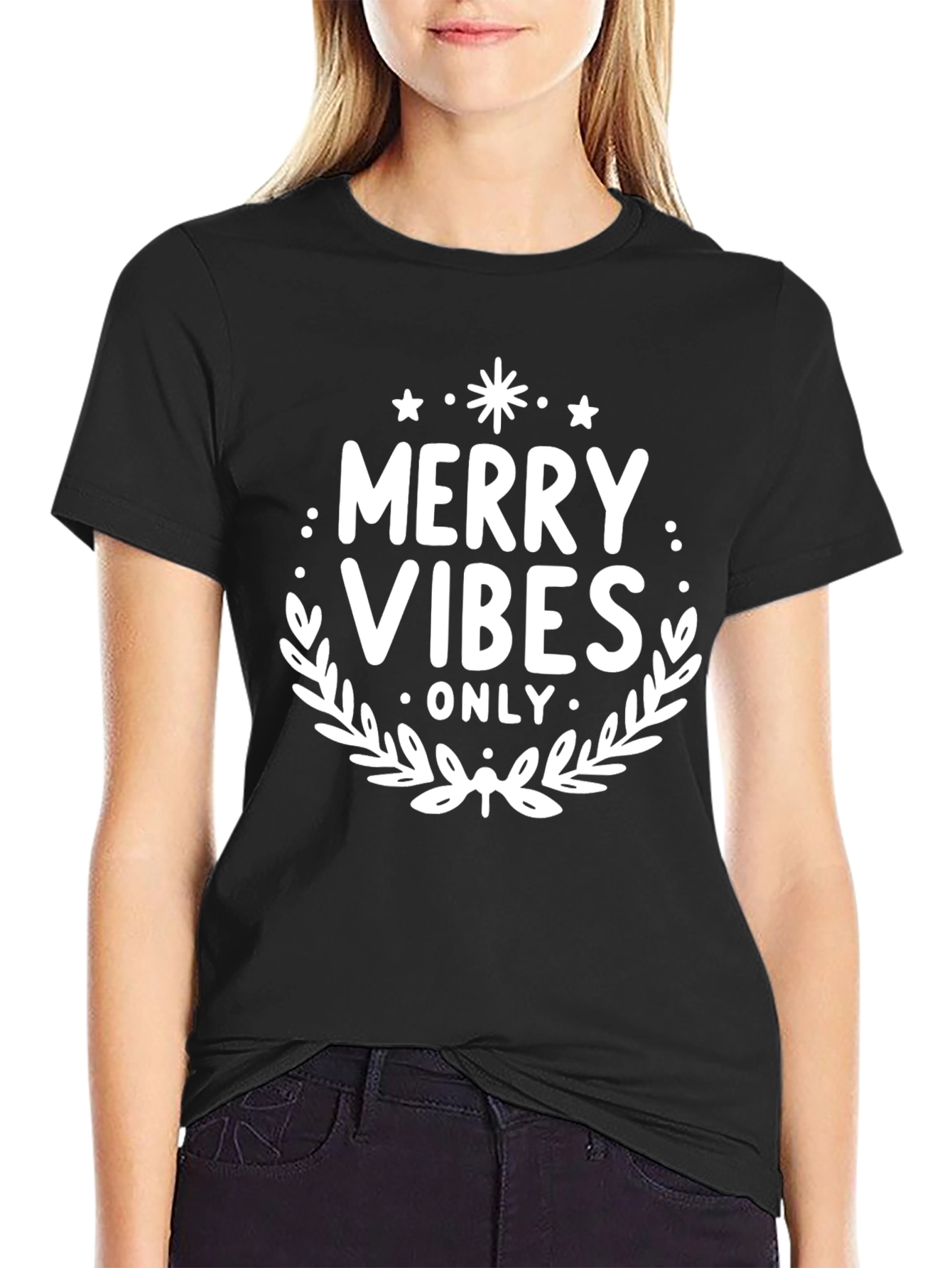 Merry Vibes Only Black T-Shirt