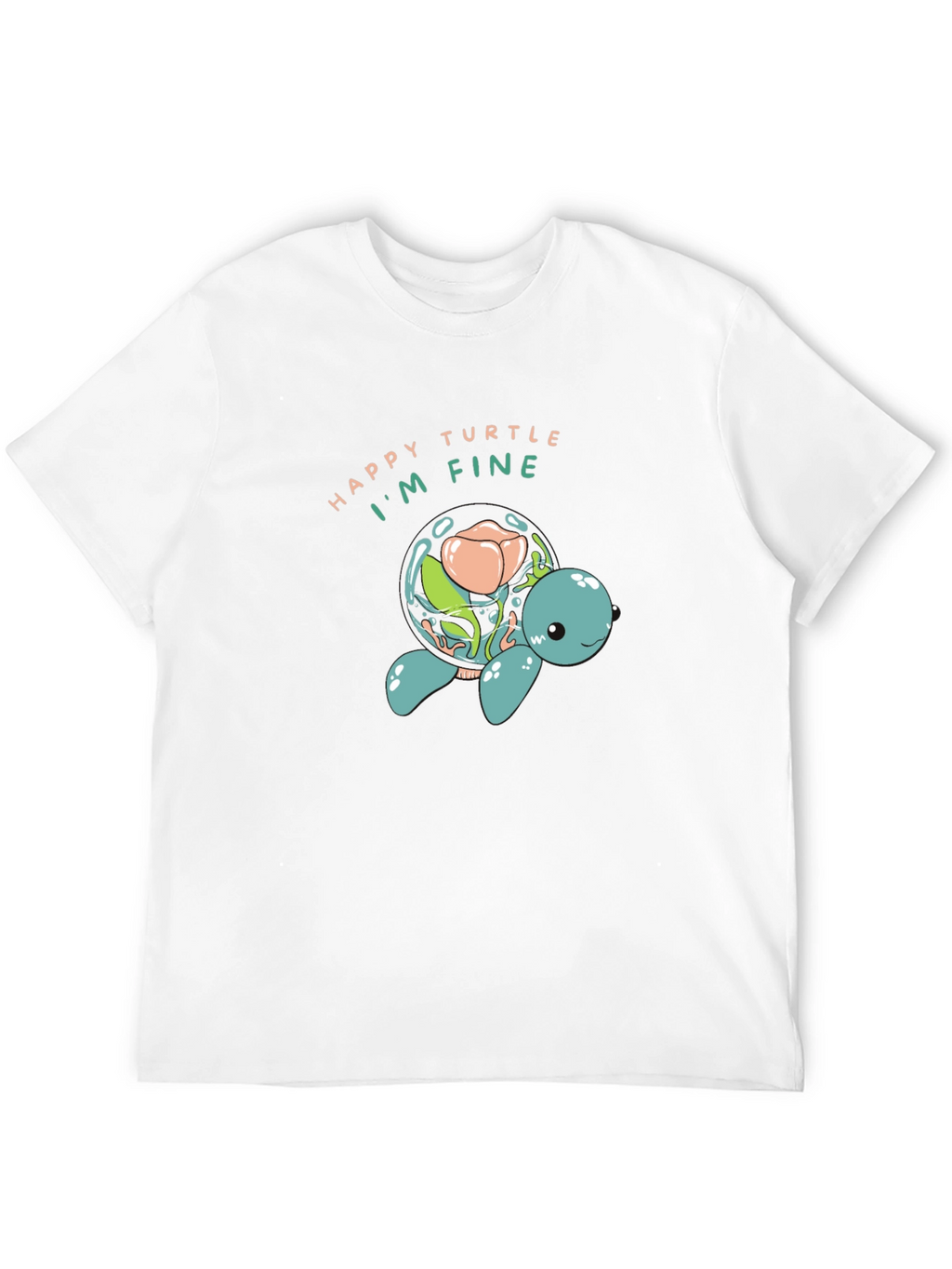 Happy Turtle Graphic Black T-Shirt