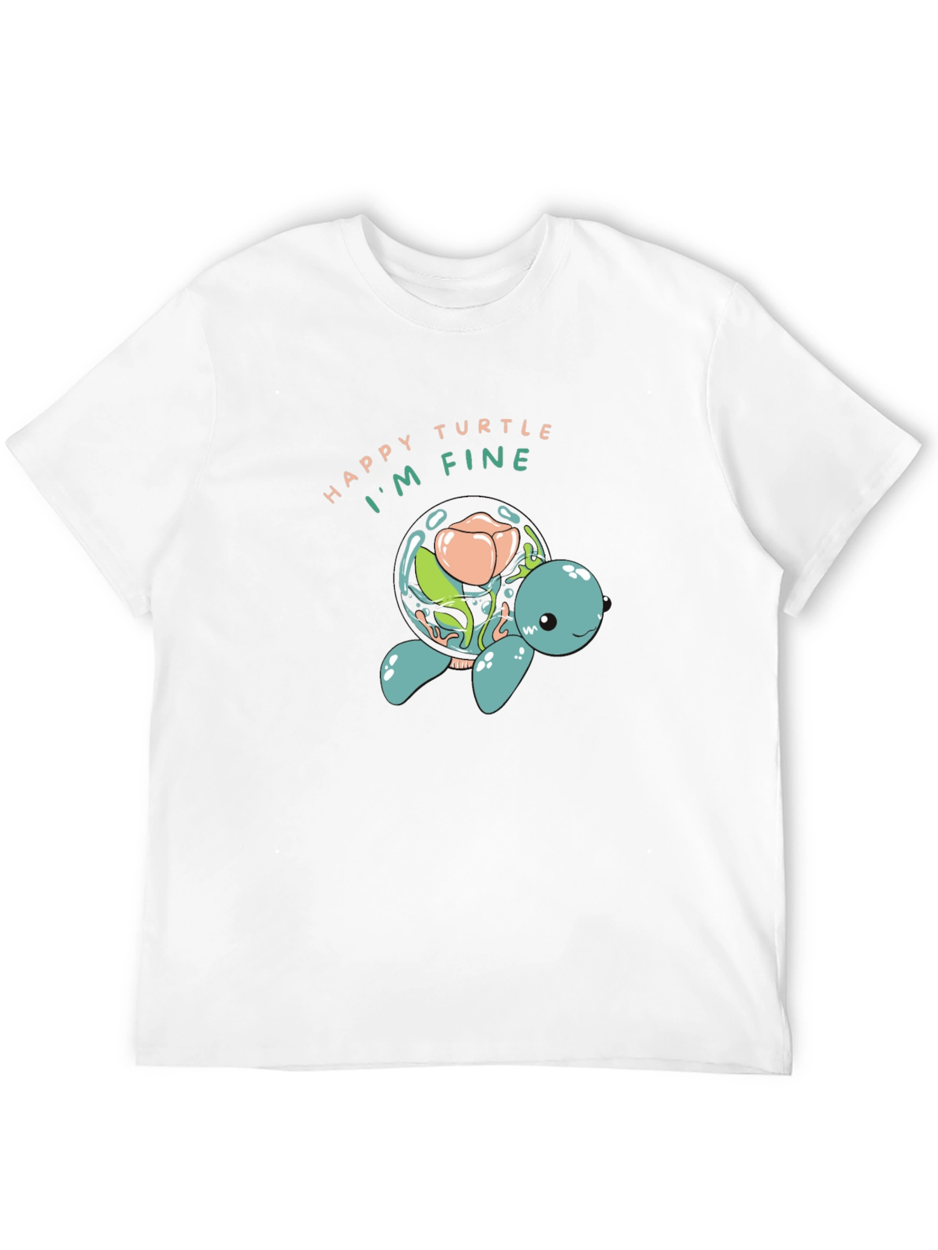 Happy Turtle Graphic Black T-Shirt