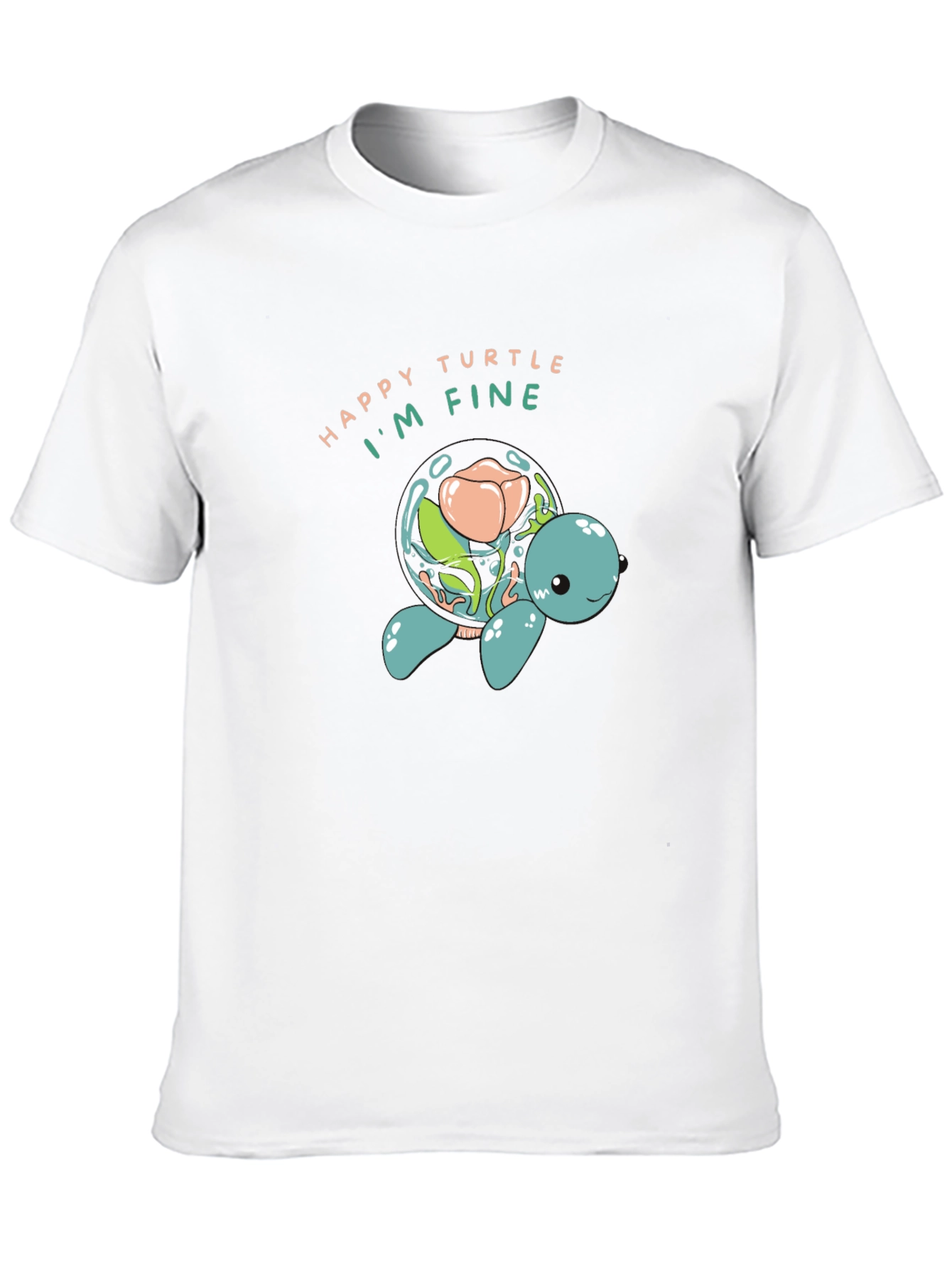 Happy Turtle Graphic Black T-Shirt