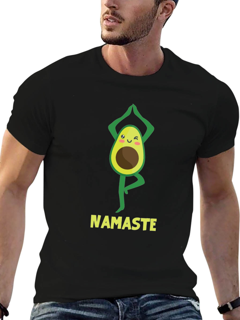 Namaste Avocado Yoga Black T-Shirt
