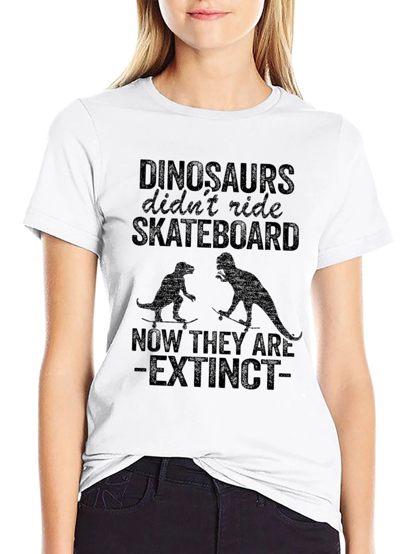 Dinosaurs Skateboarding Extinct T-Shirt