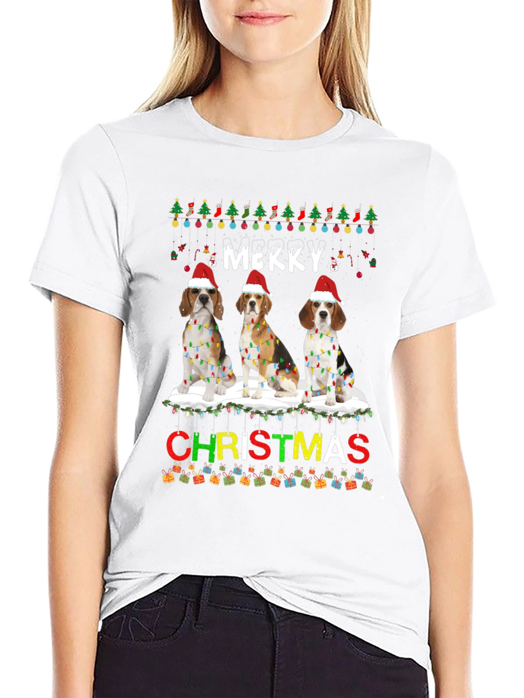 Merry Christmas Beagle Dog T-Shirt